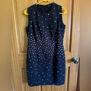 Worth New York Sleeveless Confetti Dot Sheath Dress – Size 8, Made in USA